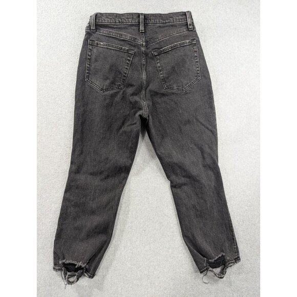 Abercrombie Fitch Jeans Womens Size 28 Black Ankle Straight High Rise Distressed - Picture 10 of 15